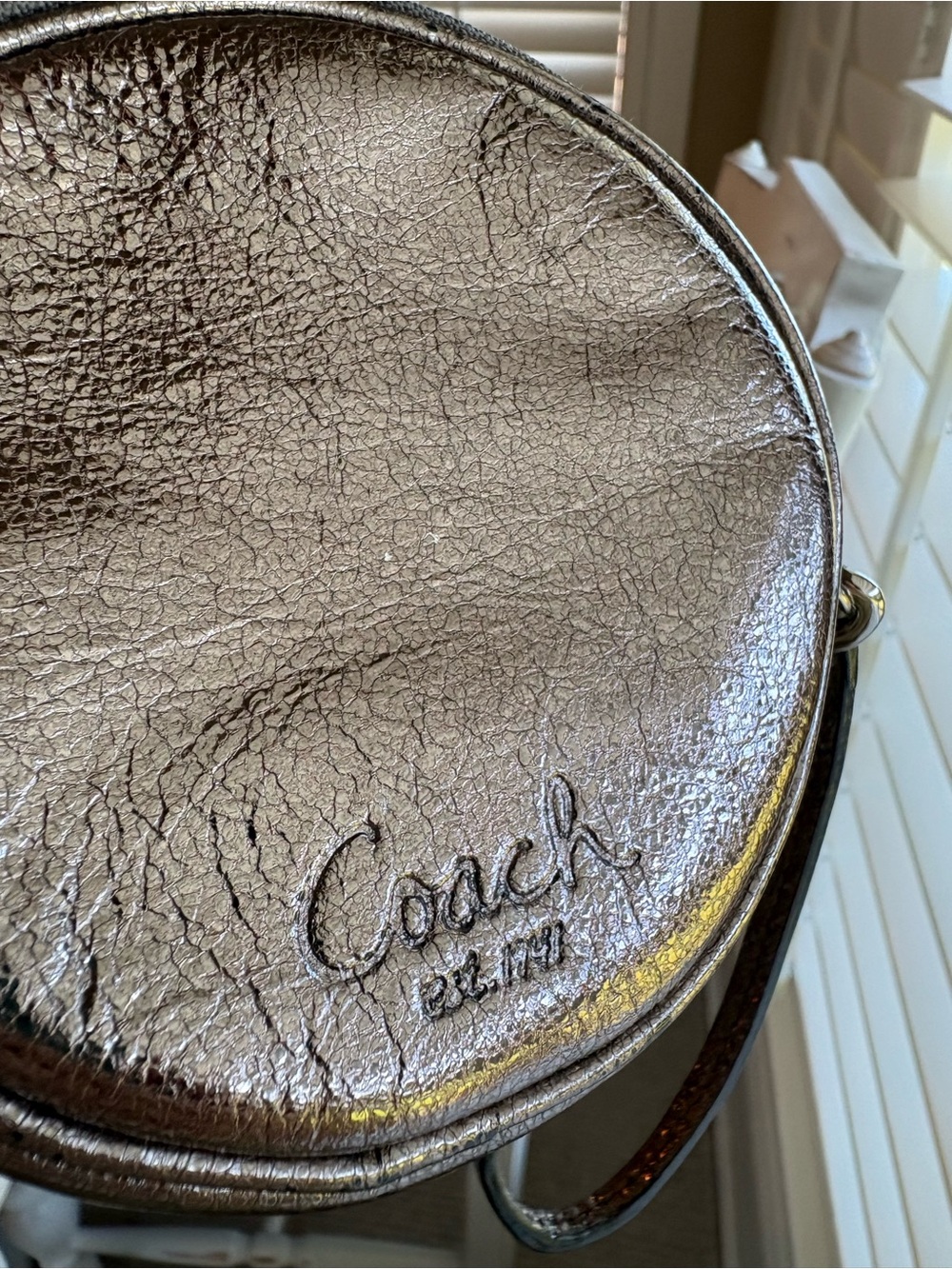 Coach Metallic Round Coin Purse Wristlet Wallet